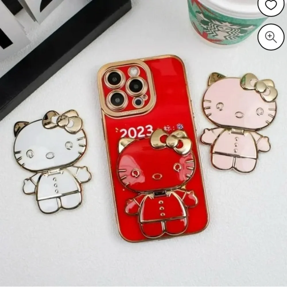 HELLO KITTY Mobile Ph Holder Back Sticker Foldable/Rotatable Makeup Mirror, NIP - Picture 7 of 11
